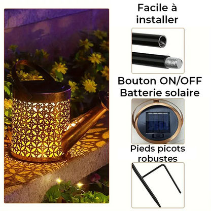 Lampe solaire arrosoir de jardin